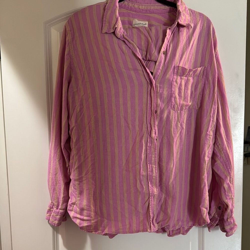 Universal Thread Pink and Yellow Striped Shirt